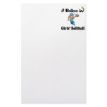 i believe in girls softball stationery design