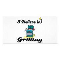 i believe in grilling custom photo card