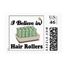 i believe in hair rollers postage stamp