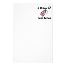 i believe in hand lotion personalized stationery