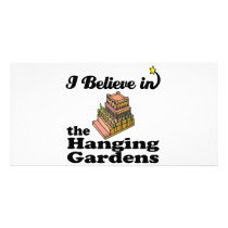 i believe in hanging gardens personalized photo card