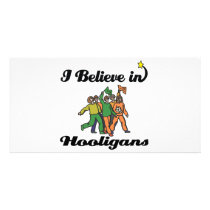 i believe in hooligans personalized photo card