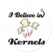 i believe in kernels round sticker
