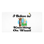 i believe in knocking on wood customized photo card