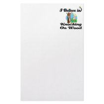 i believe in knocking on wood customized stationery