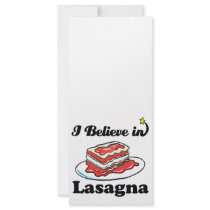 i believe in lasagna rack card design