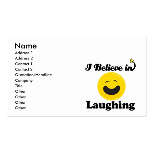i believe in laughing business cards