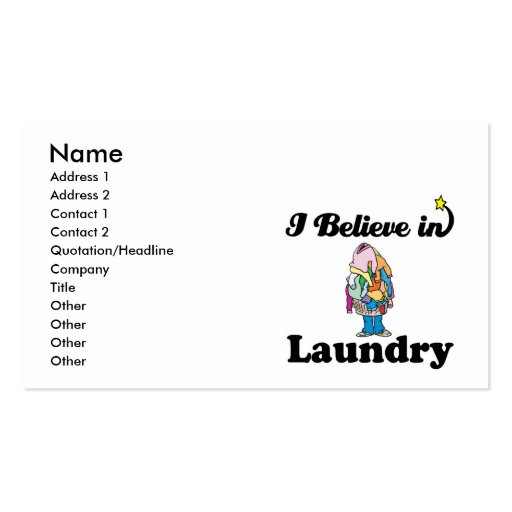 i believe in laundry business card templates (front side)