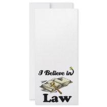 i believe in law custom rack cards
