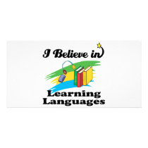 i believe in learning languages photo greeting card