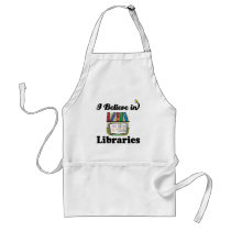 i believe in libraries apron