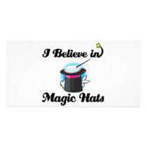 i believe in magic hats customized photo card