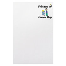 i believe in mamas boys stationery paper