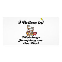 i believe in monkeys jumping on bed custom photo card