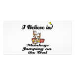 i believe in monkeys jumping on bed custom photo card