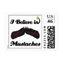 i believe in mustaches postage stamp