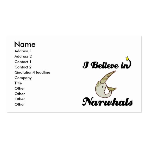 i believe in narwhals business cards