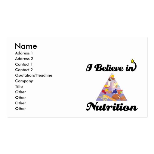 i believe in nutrition business card (front side)