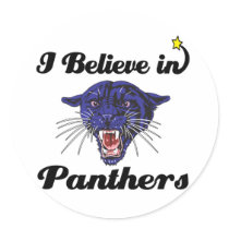 i believe in panthers round stickers