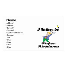 i believe in paper airplanes business card