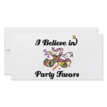 i believe in party favors photo card