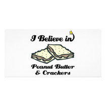 i believe in peanut butter and crackers customized photo card
