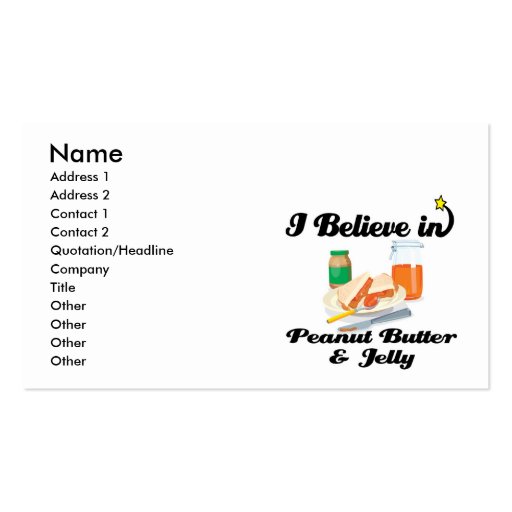 i believe in peanut butter and jelly business card template