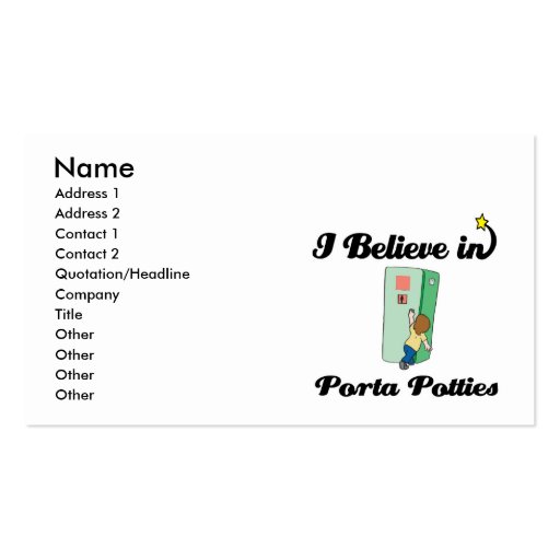 i believe in porta potties business cards (front side)