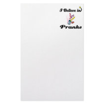 i believe in pranks custom stationery