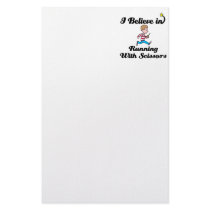 i believe in running with scissors boy custom stationery