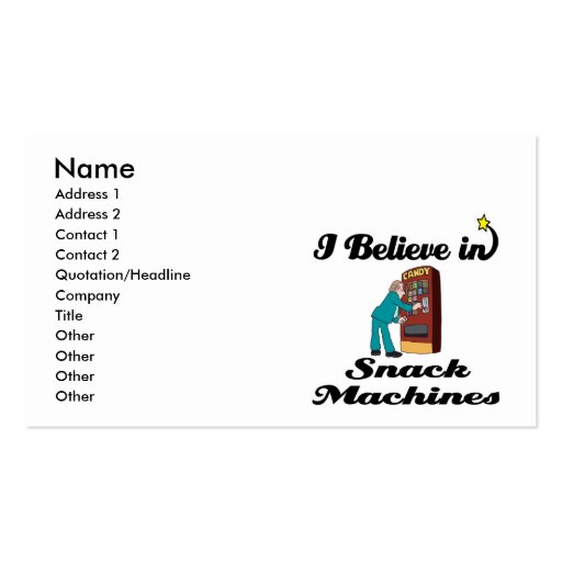 i believe in snack machines business card (front side)