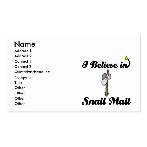 i believe in snail mail business cards (front side)