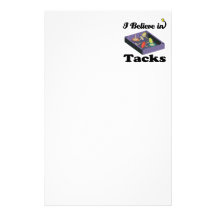 i believe in tacks custom stationery
