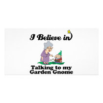 i believe in talking to garden gnome photo card
