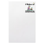 i believe in talking to garden gnome customized stationery