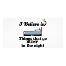 i believe in things that go bump in night personalized photo card