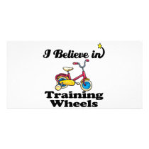 i believe in training wheels customized photo card