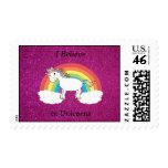 I believe in unicorns pink glitter stamp