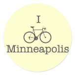I Bike Minneapolis - Black text Round Sticker