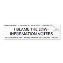 I BLAME THE LOW-INFO VOTERS BUMPER STICKERS