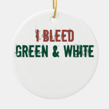 i bleed green and white christmas ornaments