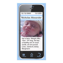 i Boy Modern Birth Announcement Photo Card Template