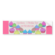 I Brake for Cupcakes Bumper Sticker