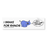 I BRAKE FOR RHINOS... BUMPER STICKERS