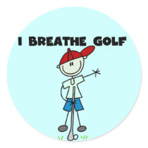 I Breathe Golf Tshirts and Gifts Round Sticker