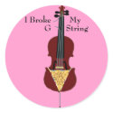 I Broke My G String (Cello) stickers by Stefanie_Rski I Broke My G String (Cello) stickers