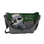 I C Wut U Did Thar on the messenger bag