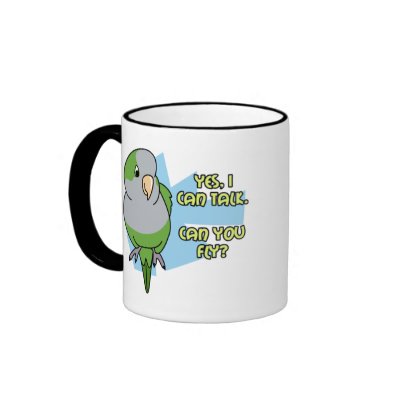 I Can Talk Quaker Parakeet Mug by MenagerieMayhem
