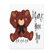 I Can't Hear You Teddy Bear Post Card