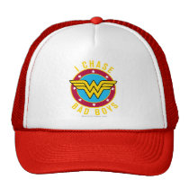 wonder woman, chase bad boys, amazon warrior, wonder woman logo, dc comics, Trucker Hat with custom graphic design